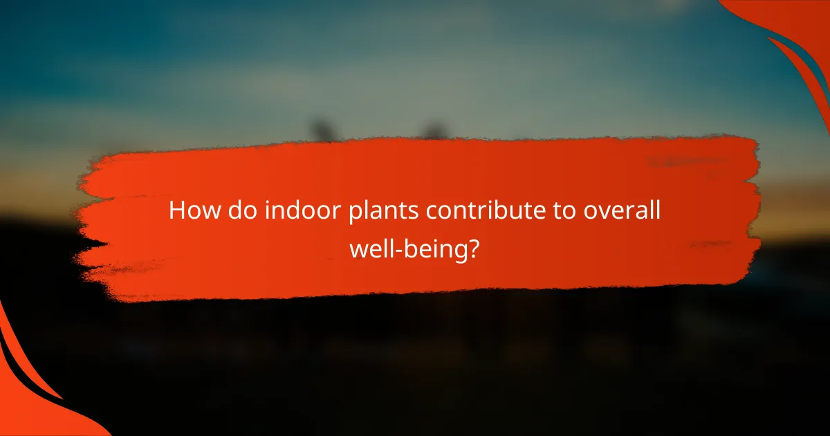 How do indoor plants contribute to overall well-being?