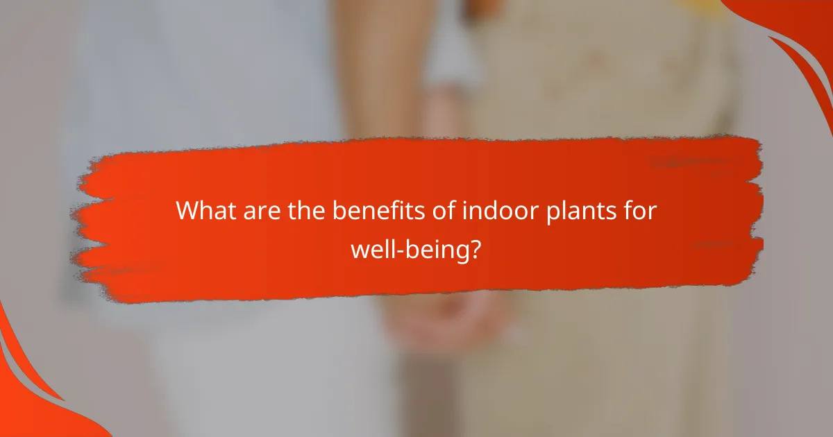 What are the benefits of indoor plants for well-being?