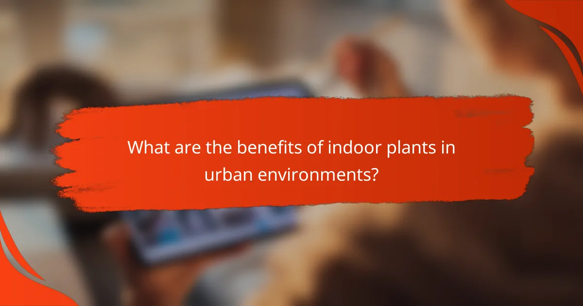 What are the benefits of indoor plants in urban environments?