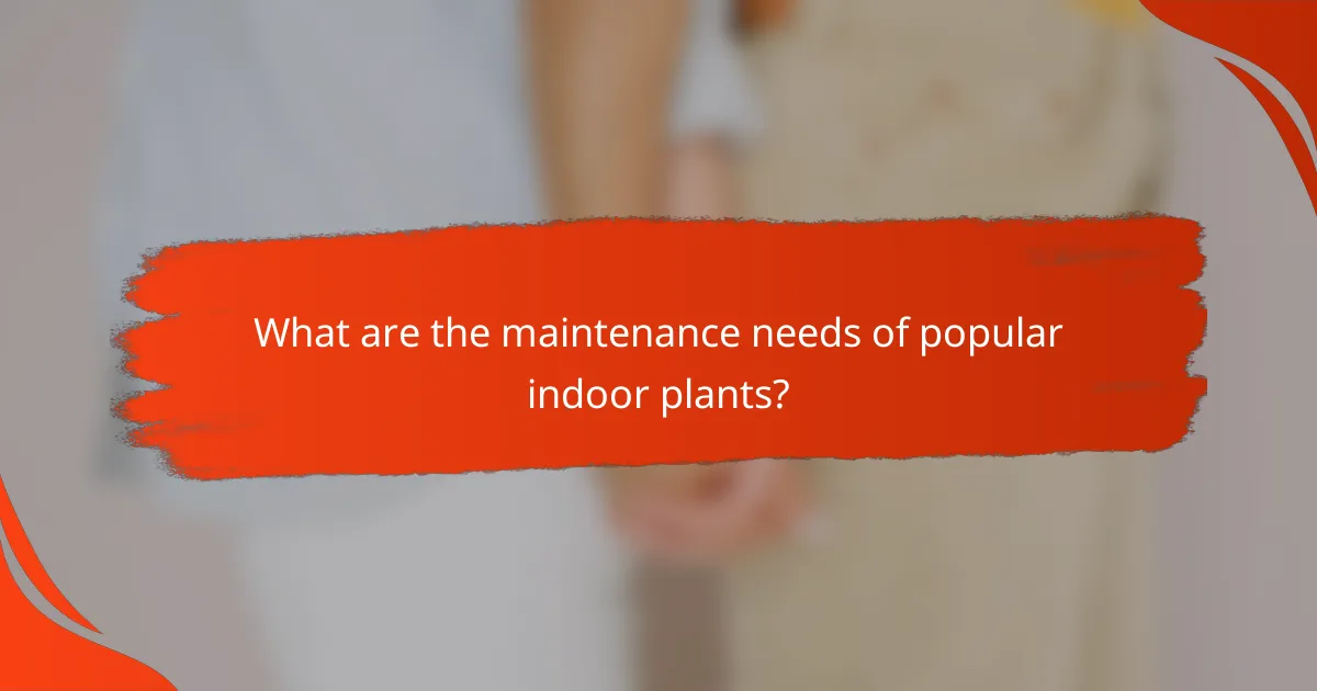 What are the maintenance needs of popular indoor plants?