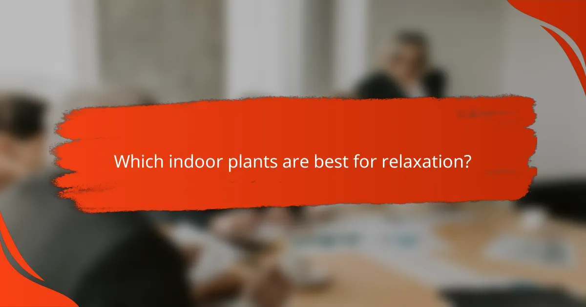 Which indoor plants are best for relaxation?